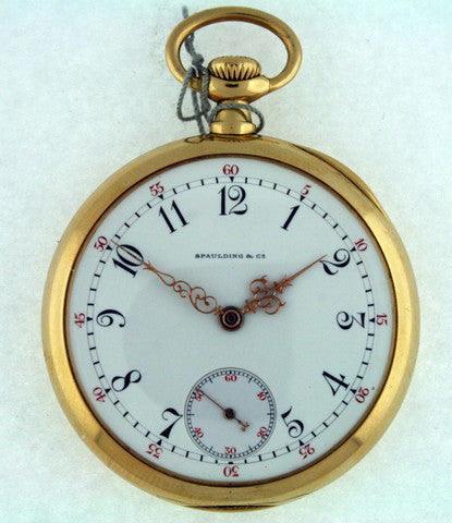 Patek Philippe Open Face 18k YG Pocket Watch w/ center Seconds, Louis XIV  Hands, Circa 1915