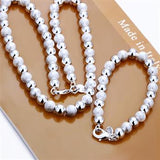 Silver bead set Necklace and bracelet