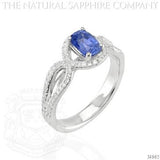 Oval Blue Sapphire & Diamond Accented Ring 14k White Gold