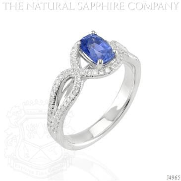 Oval Blue Sapphire & Diamond Accented Ring 14k White Gold